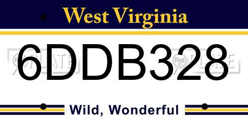 6DDB328 West Virginia License Plate