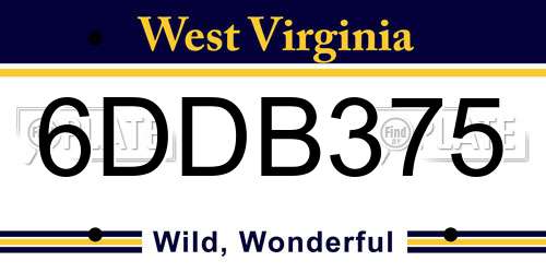 6DDB375 West Virginia License Plate