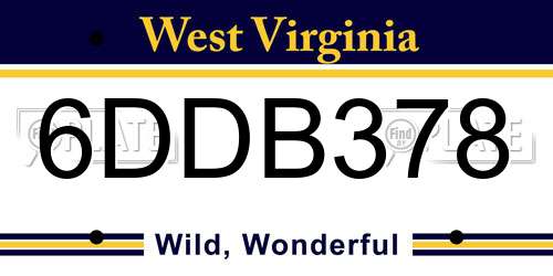6DDB378 West Virginia License Plate