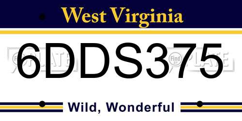 6DDS375 West Virginia License Plate