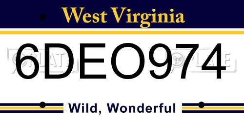 6DEO974 West Virginia License Plate