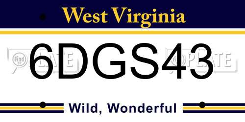 6DGS43 West Virginia License Plate