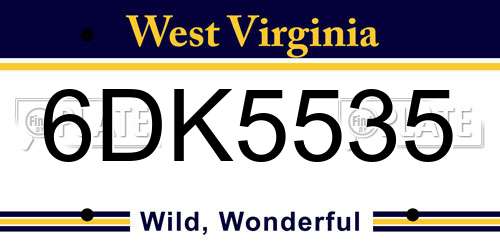 6DK5535 West Virginia License Plate