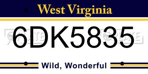 6DK5835 West Virginia License Plate