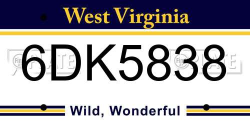 6DK5838 West Virginia License Plate
