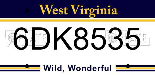 6DK8535 West Virginia License Plate