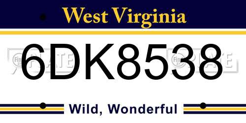 6DK8538 West Virginia License Plate