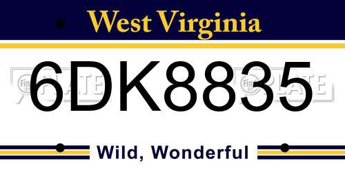 6DK8835 West Virginia License Plate