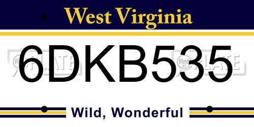6DKB535 West Virginia License Plate