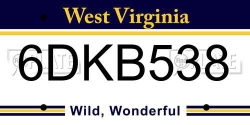 6DKB538 West Virginia License Plate