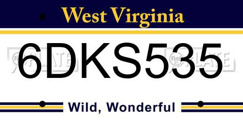 6DKS535 West Virginia License Plate