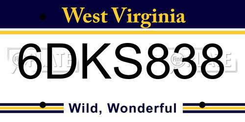 6DKS838 West Virginia License Plate