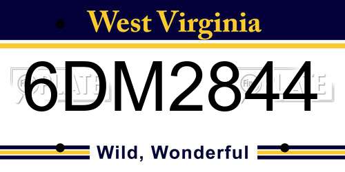 6DM2844 West Virginia License Plate