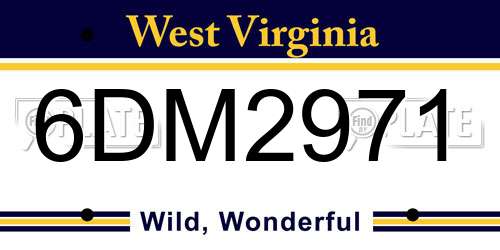 6DM2971 West Virginia License Plate