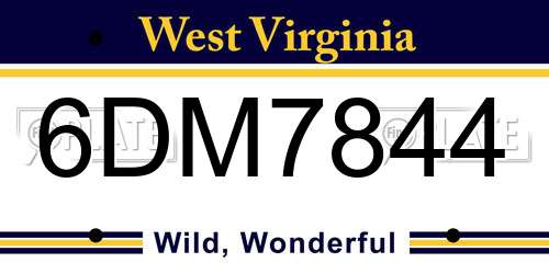 6DM7844 West Virginia License Plate