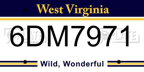 6DM7971 West Virginia License Plate