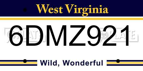 6DMZ921 West Virginia License Plate