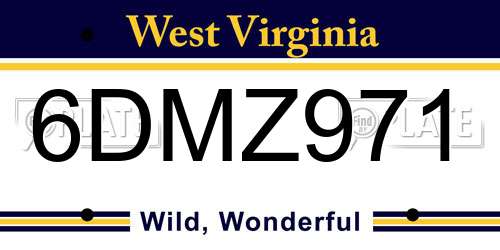 6DMZ971 West Virginia License Plate