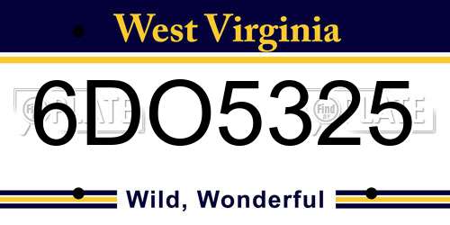 6DO5325 West Virginia License Plate