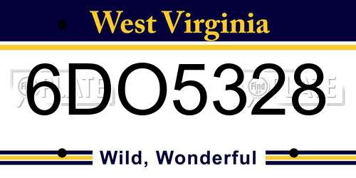 6DO5328 West Virginia License Plate