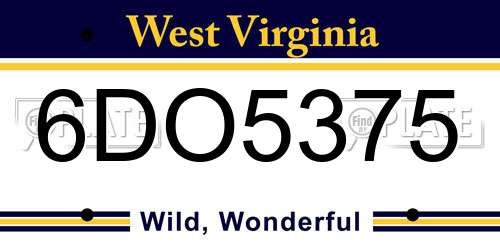 6DO5375 West Virginia License Plate