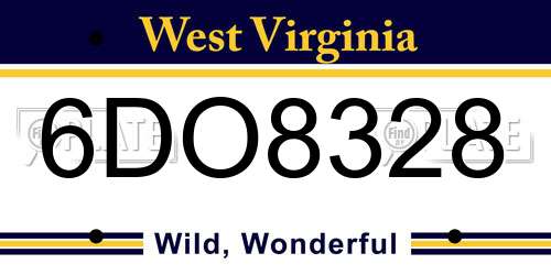 6DO8328 West Virginia License Plate