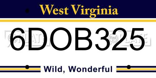 6DOB325 West Virginia License Plate