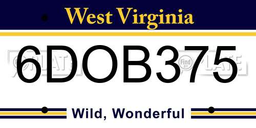 6DOB375 West Virginia License Plate