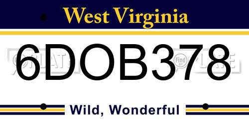 6DOB378 West Virginia License Plate