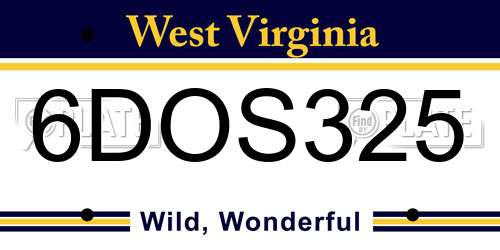 6DOS325 West Virginia License Plate