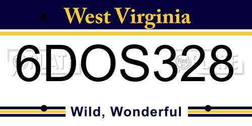 6DOS328 West Virginia License Plate