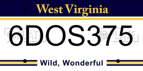 6DOS375 West Virginia License Plate