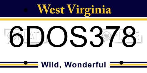 6DOS378 West Virginia License Plate