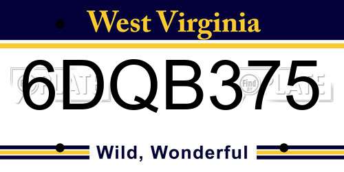 6DQB375 West Virginia License Plate