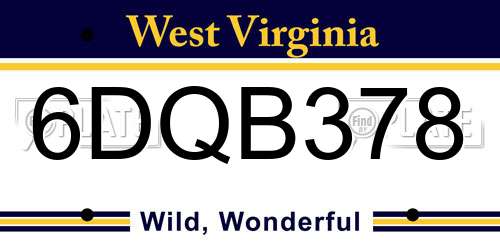 6DQB378 West Virginia License Plate