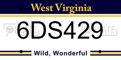 6DS429 West Virginia License Plate