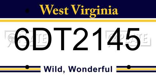 6DT2145 West Virginia License Plate