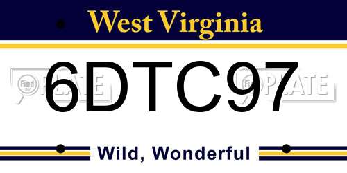 6DTC97 West Virginia License Plate