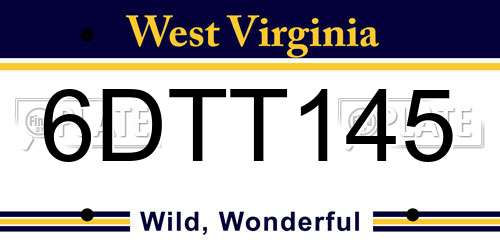 6DTT145 West Virginia License Plate