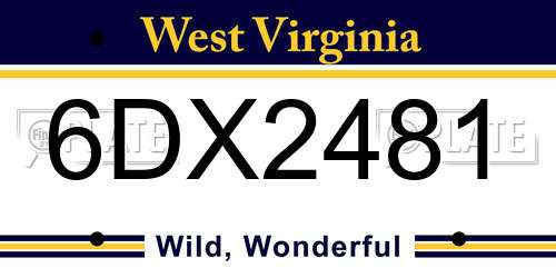 6DX2481 West Virginia License Plate