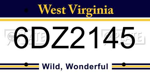 6DZ2145 West Virginia License Plate