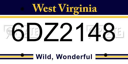 6DZ2148 West Virginia License Plate