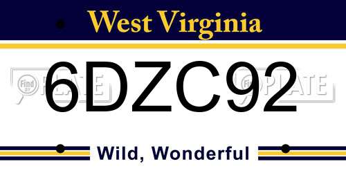 6DZC92 West Virginia License Plate