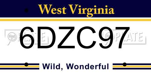 6DZC97 West Virginia License Plate