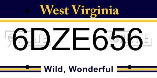 6DZE656 West Virginia License Plate