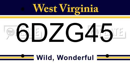 6DZG45 West Virginia License Plate