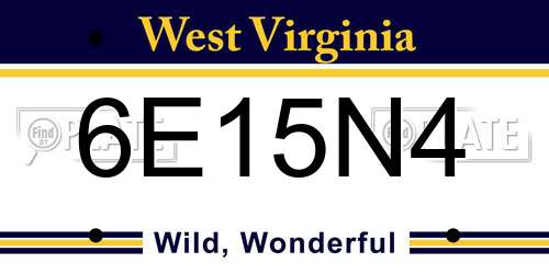 6E15N4 West Virginia License Plate