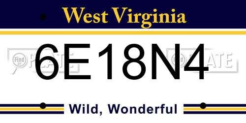 6E18N4 West Virginia License Plate