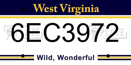 6EC3972 West Virginia License Plate