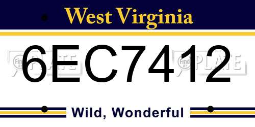 6EC7412 West Virginia License Plate